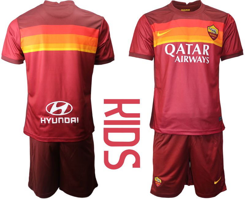 Cheap Youth 2020-2021 club AS Roma home red Soccer Jerseys